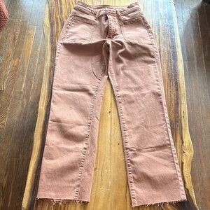 HAPPILY GREY Rust Orange Frayed Hem Jeans